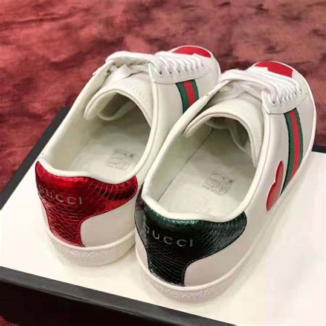 gucci white sneakers heart|embroidered sneakers gucci.